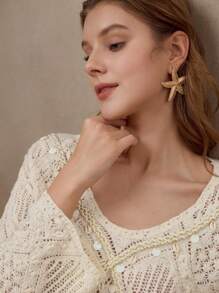 MOTF PREMIUM OPEN KNIT FLARE SLEEVE TOP - Apricot - View 12