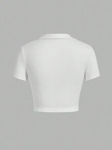 SHEIN EZwear 3 件女式 V 领 Polo 修身短款休闲 T 恤，适合夏季 - 彩色 - 查看 6