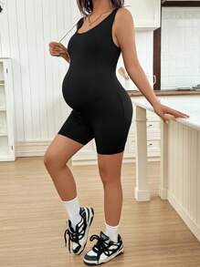 SHEIN Mono informal de maternidad de unicolor y silueta delgada