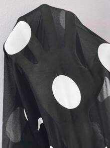 SHEIN Clasi Große Größen Sommer 2-teiliges Set, Allover Zufallsdruck Träger Top und plissierter Rock Set, elegant - Schwarz und Weiss - Übersicht 6