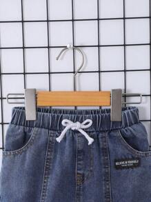 SHEIN Explorewe 1pc Young Boy Woven Distressed Straight Leg Denim Jeans - Blue - View 4