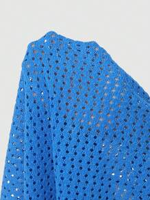 ROMWE MEN Casual 男士短袖字母条纹印花针织 Polo 衫、度假装 - 藍色 - 查看 7