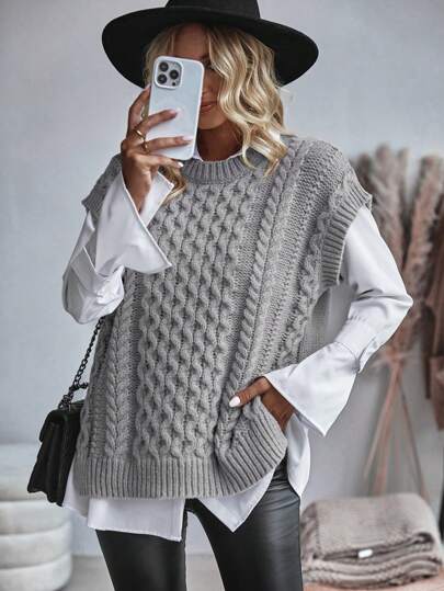 EMERY ROSE Ladies' Solid Color Knitted Vest