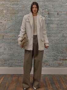 MUSERA Blazer con bolsillo en el pecho, abotonado y texturizado, para la temporada de invierno