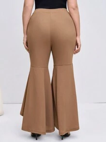 SHEIN Clasi Weite Hosen in Große Größen für Damen, einfarbig elegante und vielseitige Büro- und Pendlerhosen