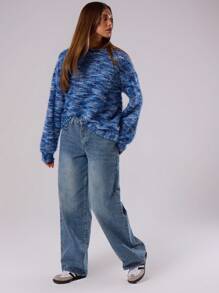 MUSERA Knit Oversized Crew Neck Jumper Spring Casual Y2k 90's Striped - Blue - View 4