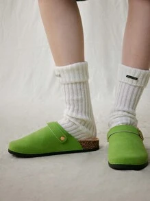Solecia Women's Furry Platform Slippers, Round Toe Warm Shoes - Mint Green - View 5