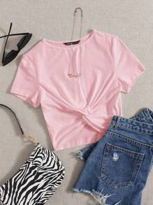 SHEIN EZwear Maglietta monocolore contorto