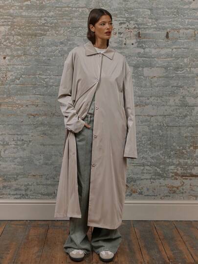 MUSERA Oversized Calf Length Collared Button Through Coat