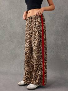 Poéselle Women Leopard Print Casual Pants, Minimalist & Fashionable For Daily Wear - Multicolor - View 1