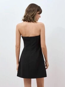 Maija Women's Rhinestone Decor Elegant Strapless Short Jumpsuit Dress Festival - Black - View 5