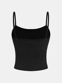 SHEIN Girlism Conjunto de 3 piezas para niña preadolescente: Camiseta de tirantes, Top corto de tirantes, Top sin tirantes - Negro - Ver 4