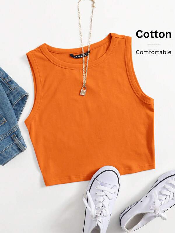 SHEIN EZwear Solid Crop Tank Top