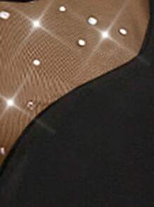 Firerie 女士黑色闪光网眼嵌件圆领无袖紧身迷你连衣裙、派对修身连衣裙、通勤/优雅/性感/浪漫/约会/情人节/音乐会/表演服装/宴会/舞蹈/婚礼季/返校季