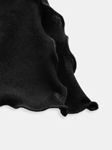 SHEIN Girlism Camiseta sin mangas de punto ajustada y casual con dobladillo asimétrico y fruncido para niñas adolescentes de unicolor - Negro - Ver 4