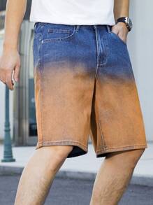 Manfinity Hypemode Heren eenvoudige voorzak met knoopsluiting, losse casual denim shorts