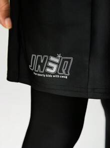 JNSQ ملابس العودة إلى المدرسة، ملابس بنات المراهقات، ملابس رياضية للبنات في الخريف: بنطلون رياضي رفيع للرياضات الخارجية بتصميم مزدوج، سراويل رياضية رفيعة للأطفال مطبوع عليها حرف 3M عاكس، بنطلون يوجا - الأسود - مشاهدة 13