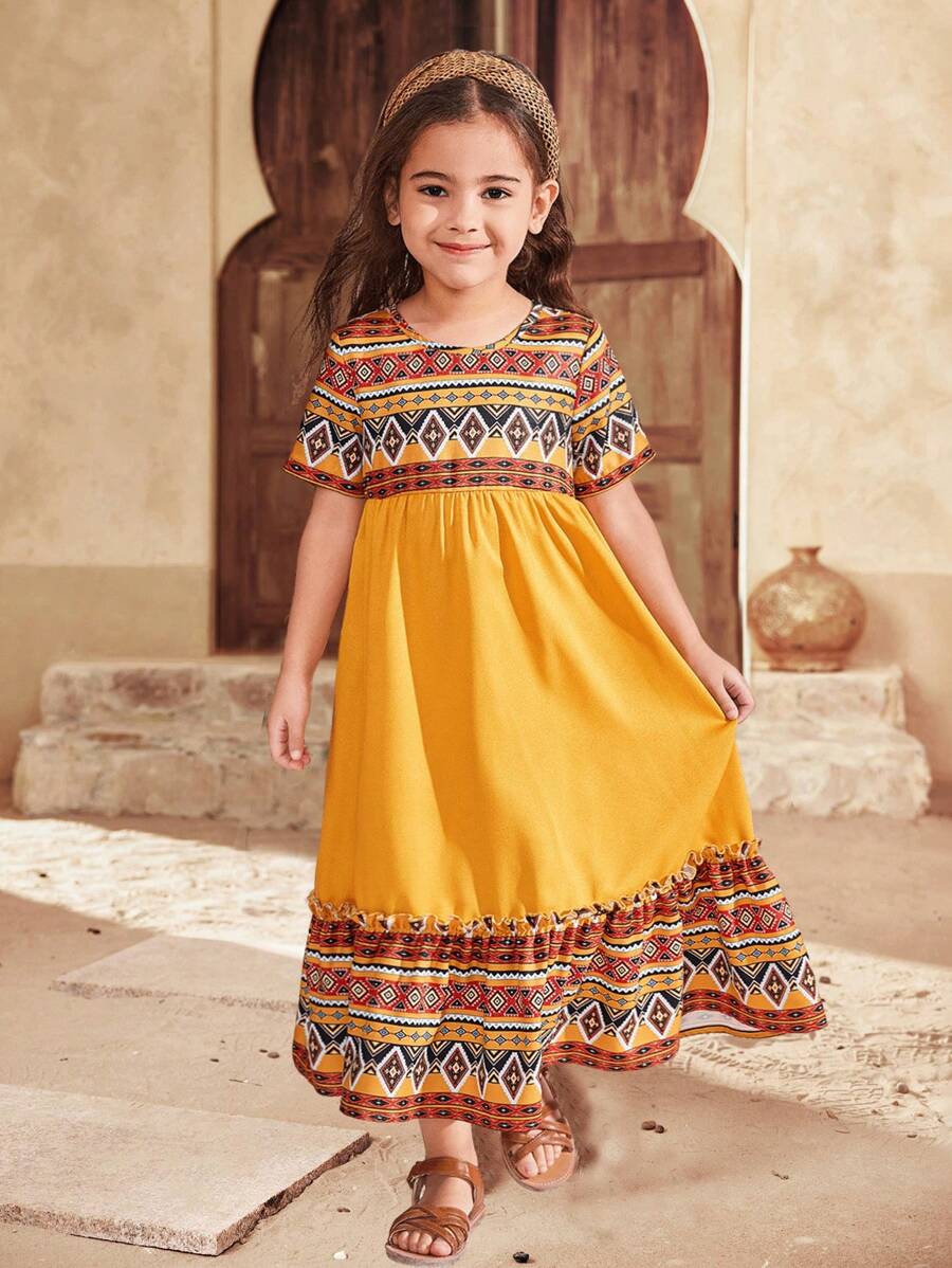 SHEIN Young Girl Ditsy Floral Round Neck Bodycon Dress