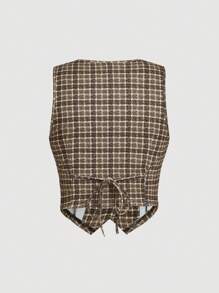 SHEIN MOD Plus Size Plaid Vest & Straight-Leg Pants 2 Pieces Set - Multicolor - View 6