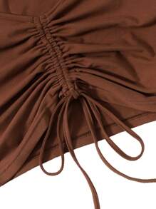 SHEIN EZwear Solid Drawstring Ruched Tee