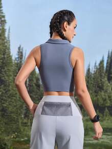 In My Nature Women's Solid Color Sleeveless Slim Fit Short Sports Polo Shirt