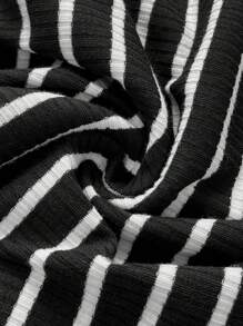 SHEIN Pregnant Women Spaghetti Strap Striped Minimalist Camisole Top, Casual Holiday Wear - Black - View 7