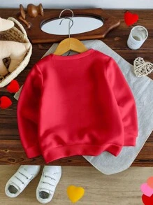 女婴休闲舒适时尚简约可爱3D心形图案拉绒圆领卫衣