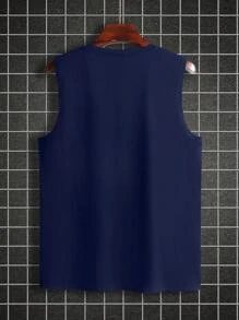 Manfinity Homme Plus Size Men Round Neck Casual Top - Royal Blue - View 2