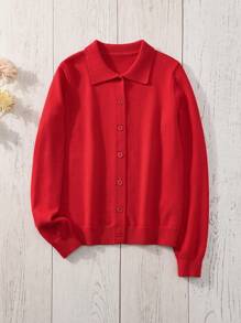 Rusticease 1 pieza Cardigan casual de mujer de un solo botonadura, de unicolor y manga larga para otoño/invierno
