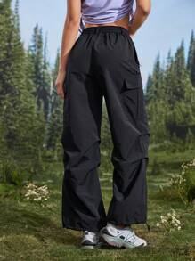 In My Nature Women's Solid Color Button Pocket Casual Outdoor Trousers