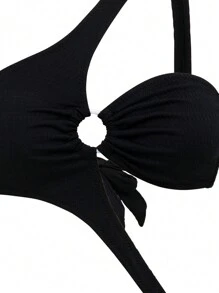 SHEIN Swim 2 piezas Conjunto de ropa de playa de verano con un traje de baño de una pieza sexy con diseño calado + falda con estampado de cebra