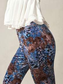 Bohemela Boho Knitted Leopard Print Flared Pants - Blue - View 6