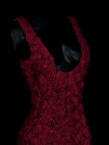 SHEIN ICON Form-Fitting Floral Jacquard Long Dress,Summer Dresses
Spring Clothes - Burgundy - View 5