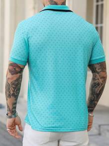 Manfinity Mode 男士数码印花仿口袋短袖 Polo 衫 - 水鴨藍 - 查看 2
