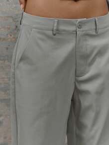 MUSERA Pantalones rectos de tiro medio con bolsillos y presillas para el cinturón, casuales para vacaciones de verano - Verde - Ver 5