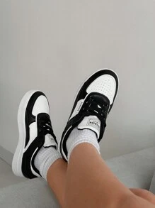 SHEIN X Lucía Bellido CUCCOO EASI Spring/Summer White Women's Casual Shoes With Thick Soles, Height Boosting And Front Tied, Suitable For Students Sports Shoes Casual Shoes School Supplies Back To School Fall Tainers