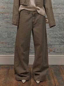 MUSERA Low Rise Wide Leg Seam Detail Belt Loop Denim Jeans Spring 90's Y2k Streetwear Summer Capsule 4.0 Western Concert Winter Nashville Work Office Casual Chic - Camel - View 2