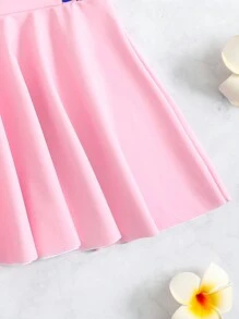 2 件套少女热带海滩植物印花荷叶边比基尼，适合学校游泳课、水上运动、海滩度假