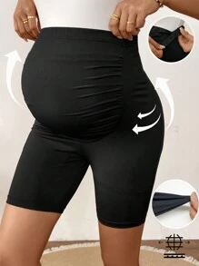 SHEIN Leggings casuales de unicolor de cintura alta para maternidad
