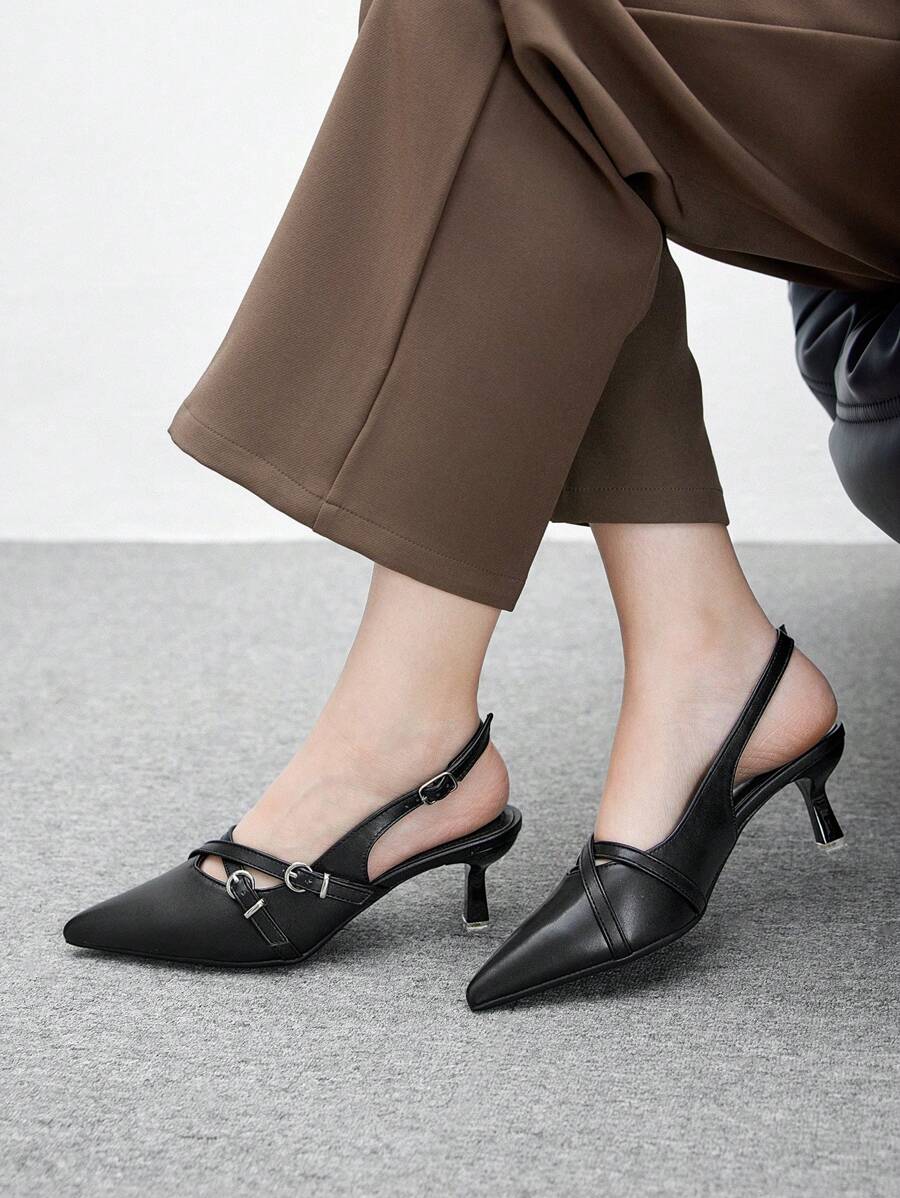 CUCCOO BIZCHIC Women's High Heel Single Strap Hollow Backstrap Sandals Spring Shoes Spring Break Easter - Black - View 1