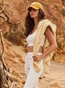 Aralina Leisurewear Active Square Neck Corset Crop Top And Matching Bootleg Capri Set Two Pieces Set - White - View 7