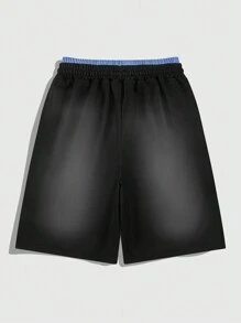 ROMWE MEN Prep 男士字母印花前系腰休闲短裤 - 彩色 - 查看 4