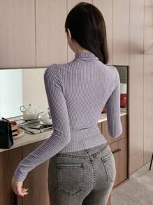 DAZY 女士热门拉绒短款T恤 - 酒紅色 - 查看 6