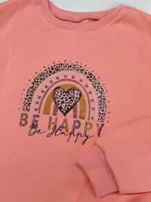 EMERY ROSE 心形和字母图案落肩卫衣 BE HAPPY Be Happy - 珊瑚粉 - 查看 6