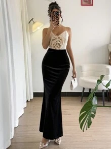 Calvaya Vestido elegante y sexy con tirantes 3D con estampado floral