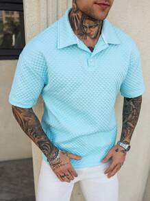 Manfinity Homme Manfinity 男士休闲纯色纹理短袖 Polo 衫，男友礼物