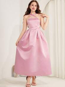 SHEIN Teen Girls Wedding Satin, Vintage, Boho/Luxury, Elegant, Gold White, Hot Stamp, Cover Up, Pink, Cute, Sweet, Dress, 2 Pieces Set