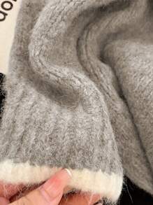 Franclia Retro Gray Knitted Sweater For Women, Soft Slouchy Oversized Pullover, Autumn/Winter 2024 New Arrival Fall