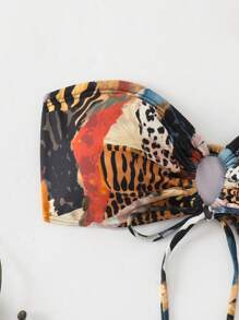 Swim Vcay 女士夏季海灘中空款斑馬紋比基尼上衣 - 彩色 - 查看 5