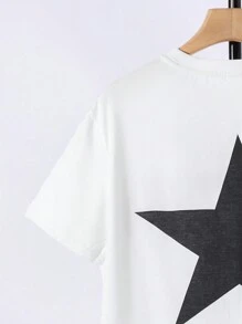 SHEIN 2pcs Tween Boy Casual Printed Short Sleeve T-Shirt And Cargo Shorts Set - Apricot - View 6